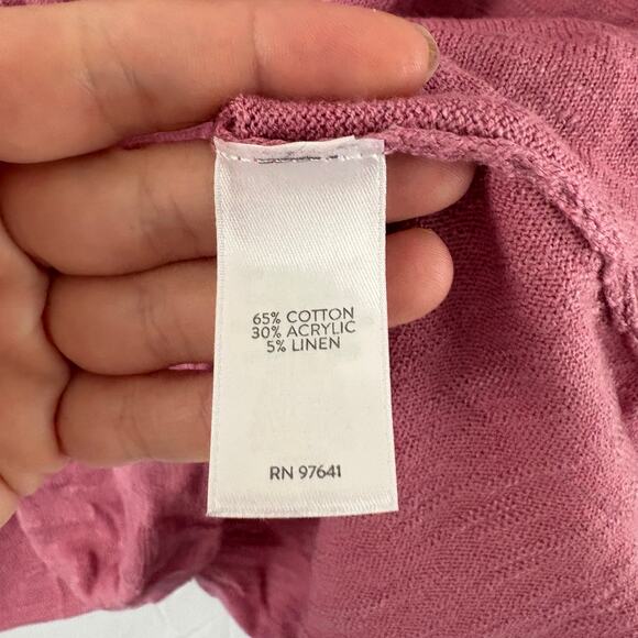 J. Jill Lightweight Cotton Linen Blend V-Neck Mauve Pink Sweater 2X - Picture 3 of 7